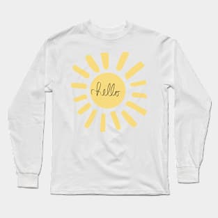 Cursive Hello Yellow Sun Long Sleeve T-Shirt